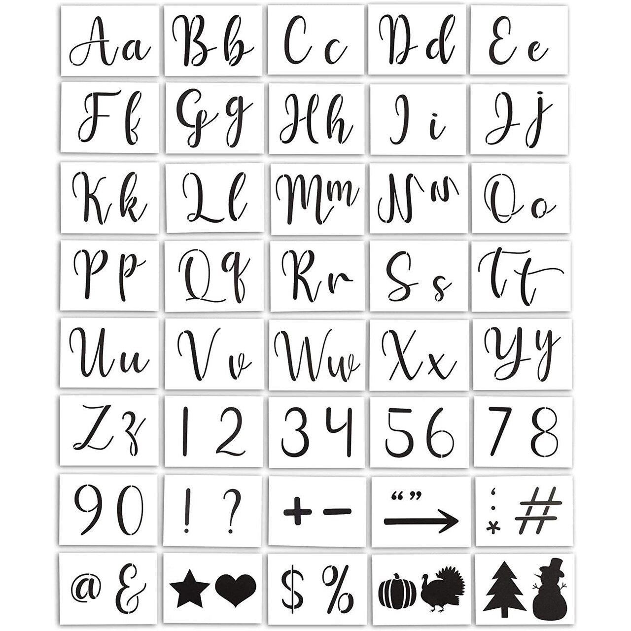 Reusable Letter and Number Stencils for Painting Wood Signs, Walls, Fabric,  DIY Decor (8 x 5.75 in, 44 Sheets)